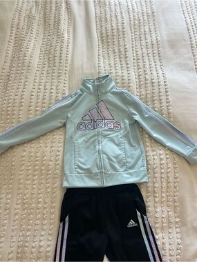 Adidas Light Blue and Pink ombré Girls Track Jacket Set